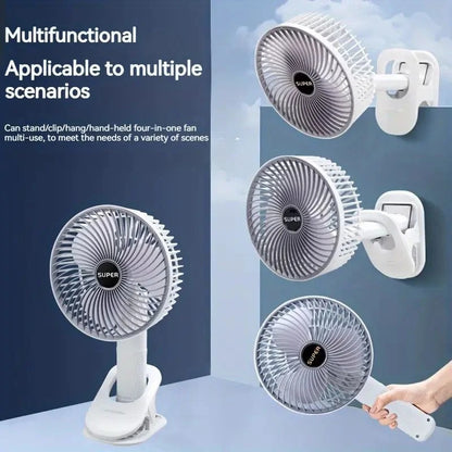 Rechargeable 3-in-1 Clip Fan | Handheld, Desktop & Wall Mounted Portable Fan with 3 Speed Modes